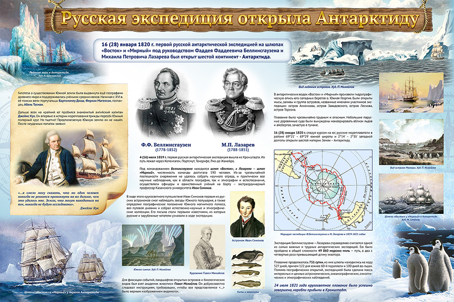 Стенд - Русская экспедиция открыла Антарктиду